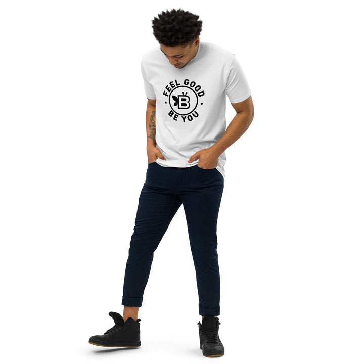 Men’s 'Feel Good. Be You.' Premium Heavyweight Tee White - BE Company LLC